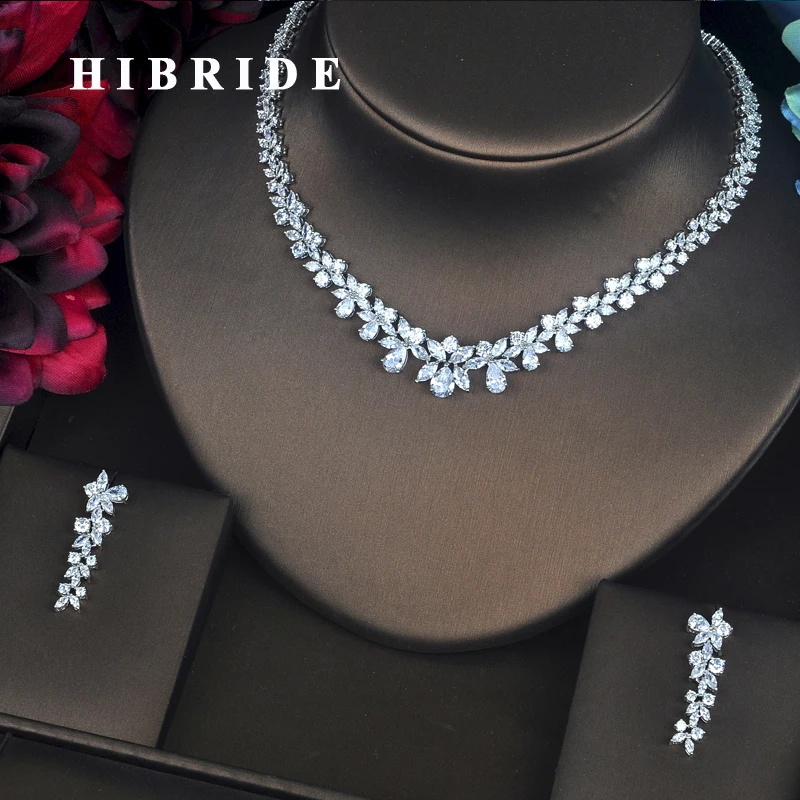 Роскошные женские Ювелирные наборы HIBRIDE с прозрачными фианитами в форме цветка