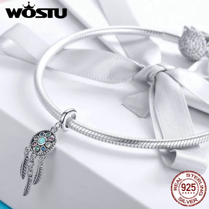 WOSTU подлинные 925 пробы серебряные красивые Висячие Подвески Браслет И Ожерелье Подвеска элегантные уникальные ювелирные изделия DXC961