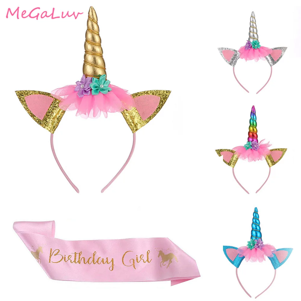 Единорог на 1 й день рождения украшение для вечерние единорог девочка Золотая