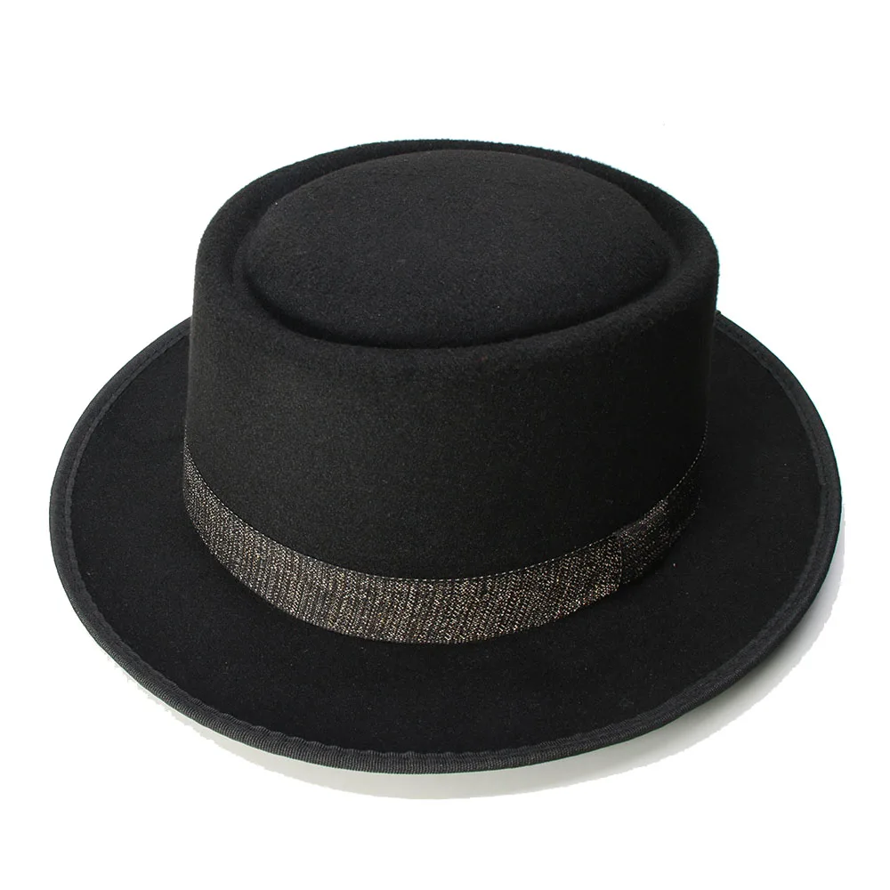 LUCKYLIANJI 100% шерсть Ретро Женская Мужская круглая верхняя Кепка Fedora Porkpie свиная