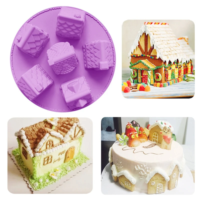 Chocolate Cake Mold Silicone 3D Christmas Gingerbread House For Houses Baking Tools Decorating Cookie Bakeware Mould | Дом и сад