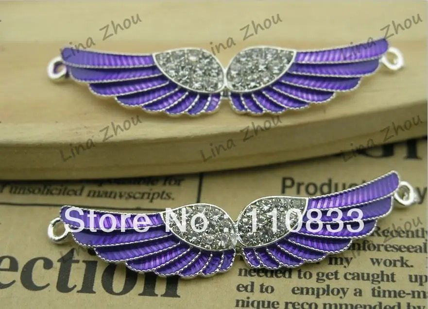 Free Shipping! Wholesales: 10PCS Angel Wings DIY Spacer Pave Connector For Bracelet and Jewelry Makings-Optionally | Украшения и