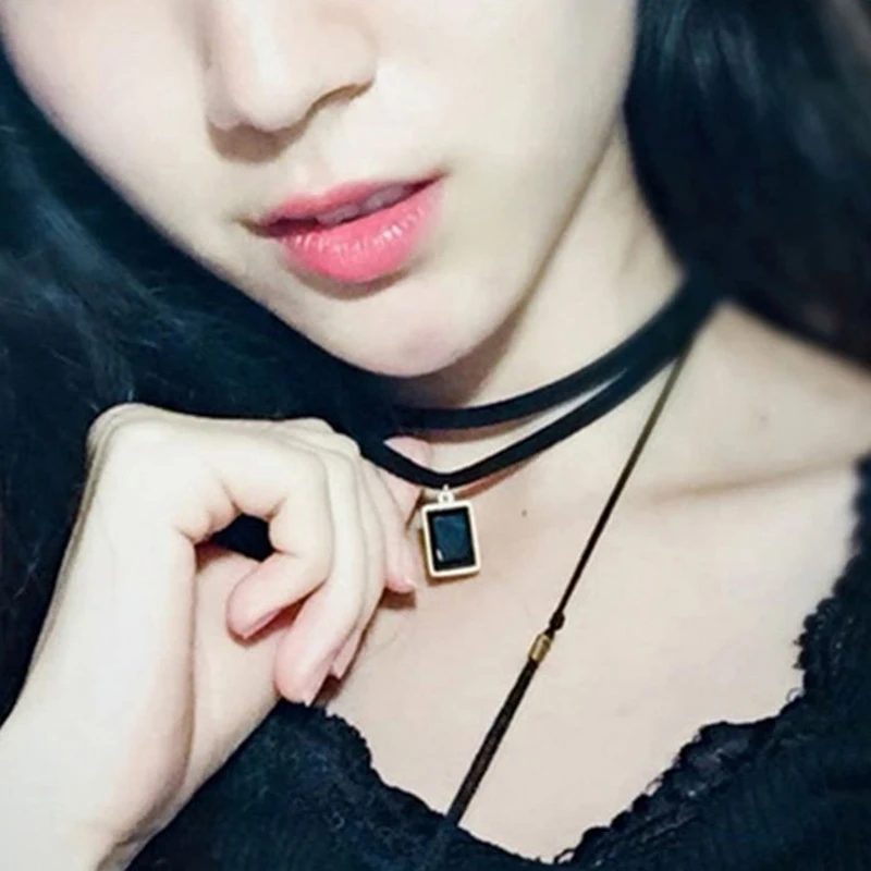 Черный бархат Кристалл колье ожерелье ретро ювелирные изделия в стиле готик-панк