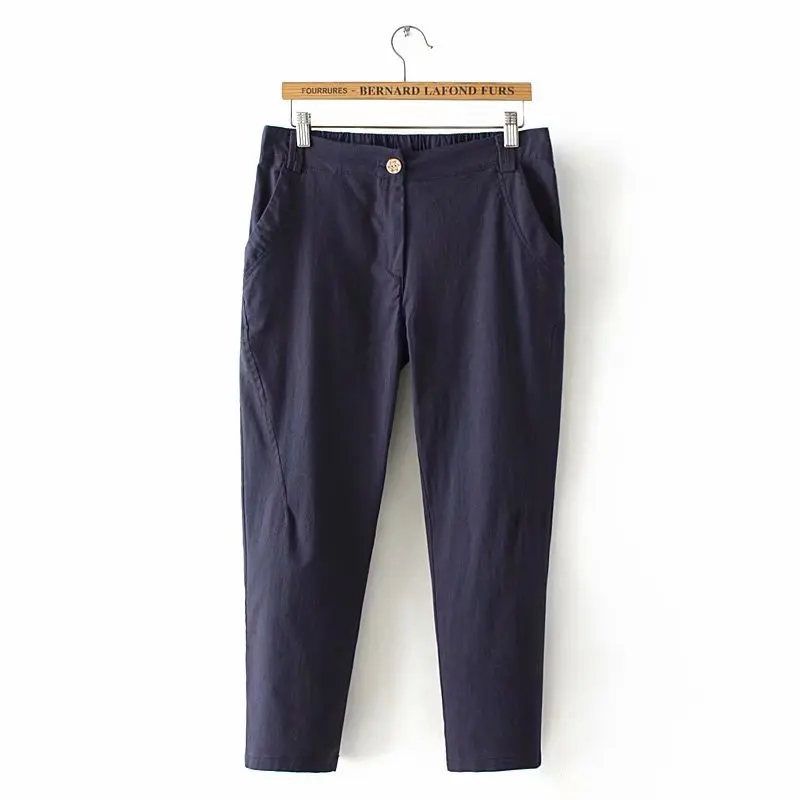 Женские повседневные брюки из хлопка и льна большого размера плюс длинные