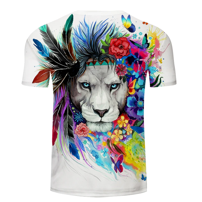 Мужские футболки King of the Forest by Pixie cold Art 3D с принтом льва летние топы плюс 6XL Camiseta
