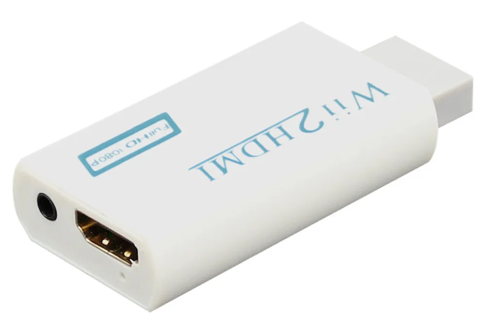

100pcs White Wii to HDMI Converter wholesale wii2hdmi Full HD 1080P Output Upscaling + 3.5mm Audio Box Free shipping