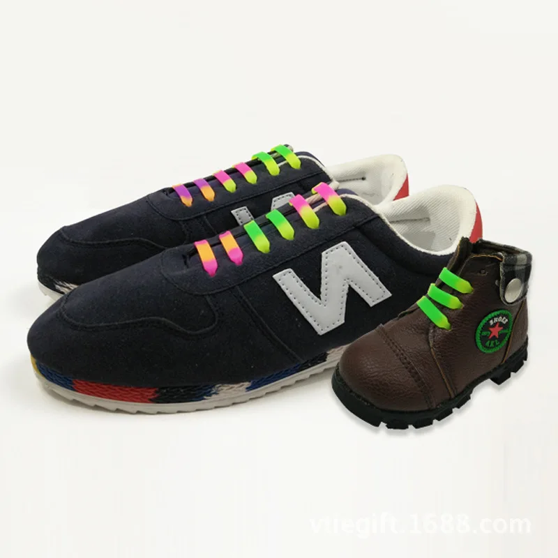

12pcs/lot Funny Mixcolor Running Silicone No Tie Shoelaces Fashion Unisex Elastic Silicone Shoe Lace V008