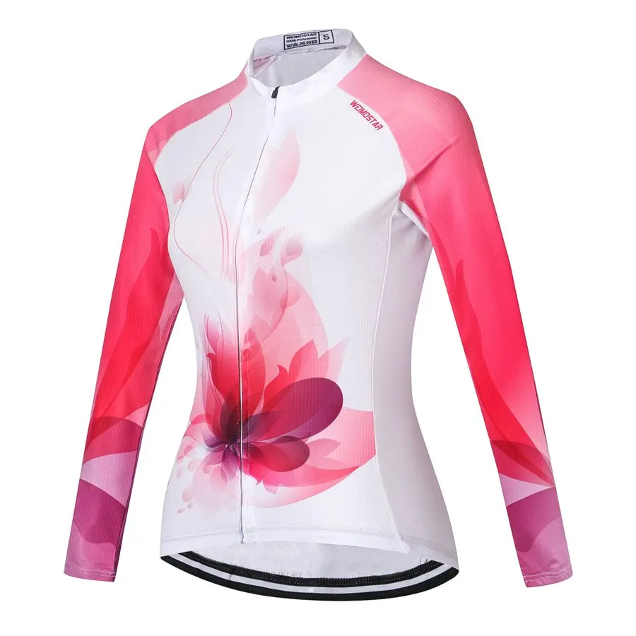 Flowers Shirt Weimostar Women Long Sleeve Cycling Jersey cycling clothing Bike MTB Tops Breathable Clothing Jackets | Спорт и