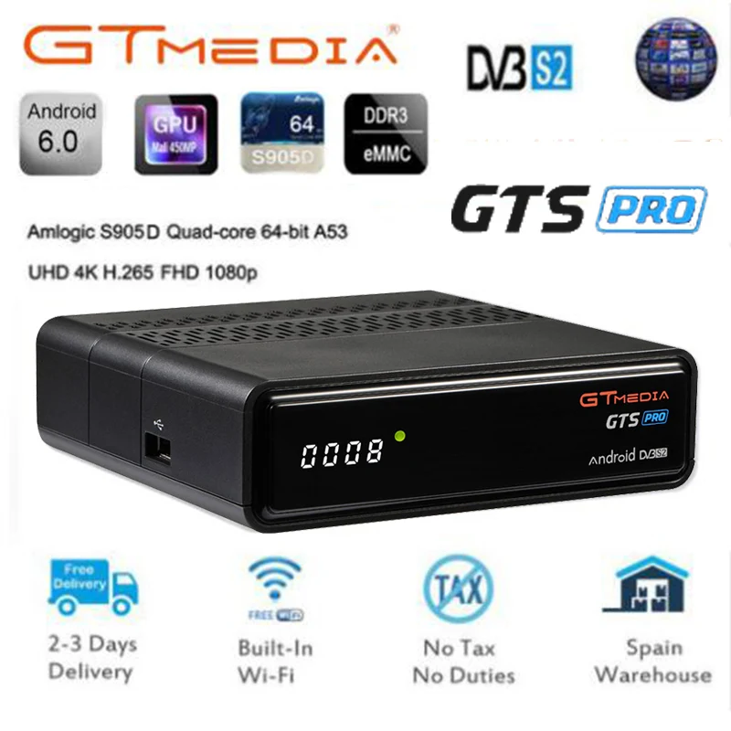 Cccam ip tv Freesat GTS Pro Receptor DVB-S2 Amlogic S905D android 6,0 tv BOX 2 ГБ 8 ГБ+ 1 год cccam спутниковый телевизор