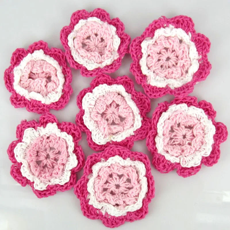 12cs микс разноцветных хлопковых вязаных цветов ручной работы Аппликация Швейные