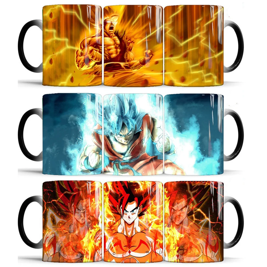 Прямая Dragon Ball Z Супер Saiyan черный красный синий волосы Goku Vegata кружка изменение цвета кружки кофе чай чашка