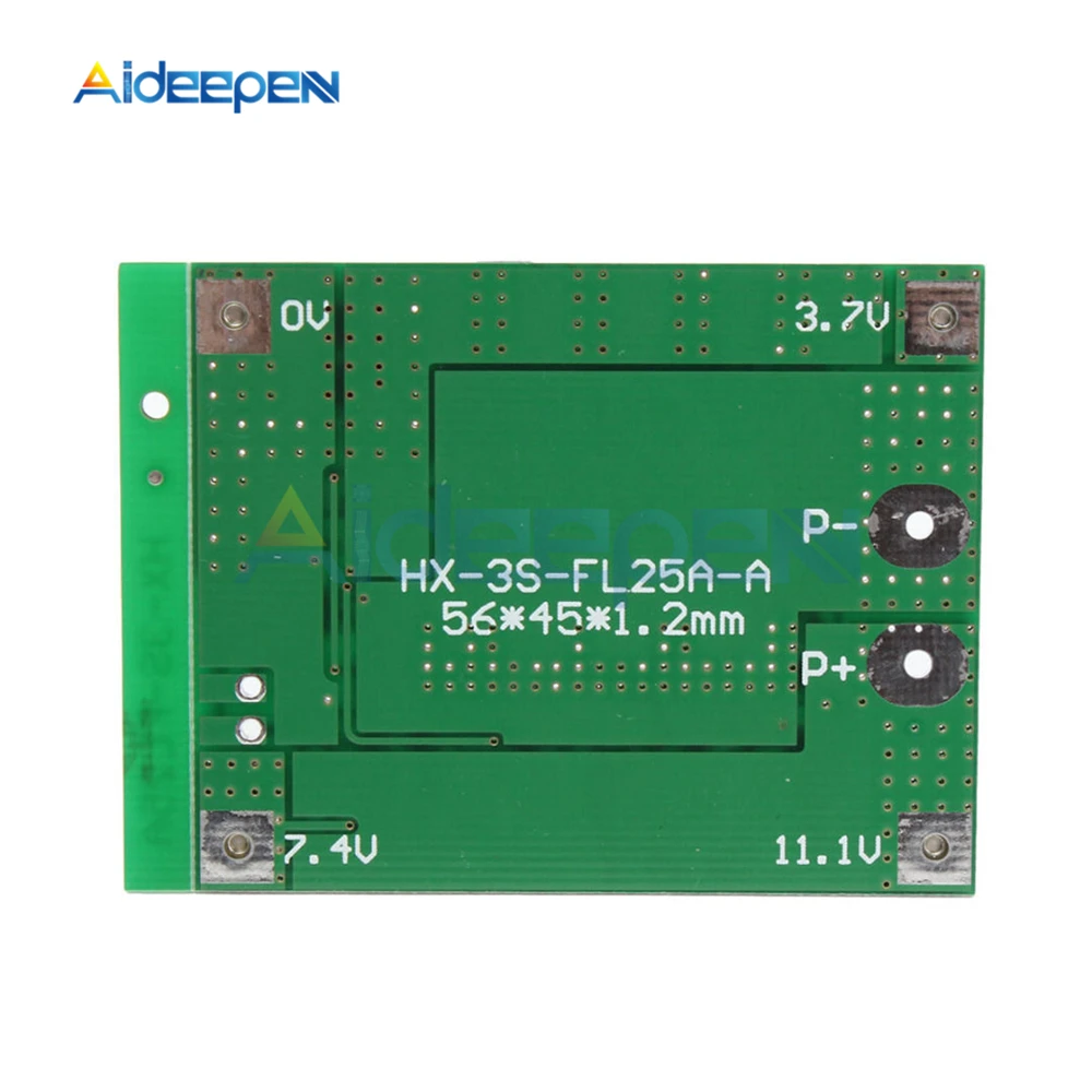 Защитная плата 3S Li-Ion 18650 BMS PCM с функцией балансировки 25 А для модуля аккумулятора
