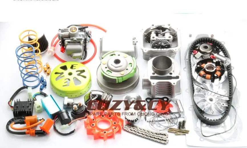 Clutch yellow 200cc большой диаметр комплект Большая головка 63 мм диаметр и A14 Cam и высокопроизводительный вентилятор и гоночный производительность сцепления для GY6 ATV 157QMJ 150cc - Цвет: Clutch yellow