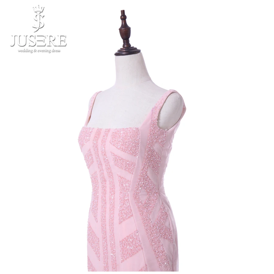 Pink Straps Square Neckline Tea Length Open Low Back Beads Pattern Special Cutting Short Women Casual Dress Prom Gowns 2018 | Свадьбы и