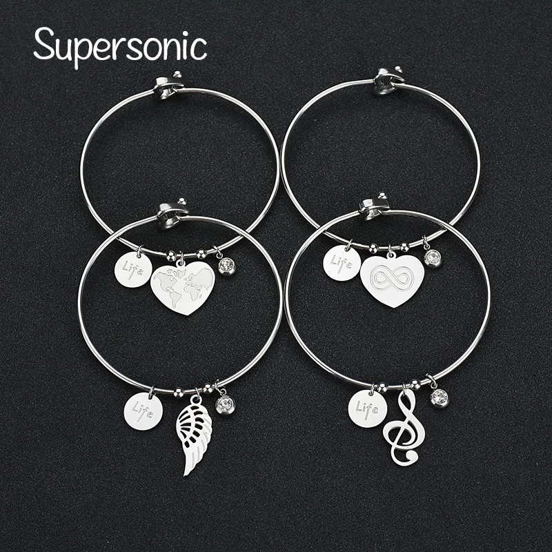 Новые простые серебро Цвет Нержавеющая сталь Шарм браслет для Для женщин