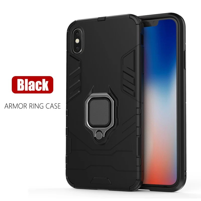 Роскошный чехол с магнитным кольцом для iPhone X Xs XR Max телефона 6 6s 7 P 8 противоударный