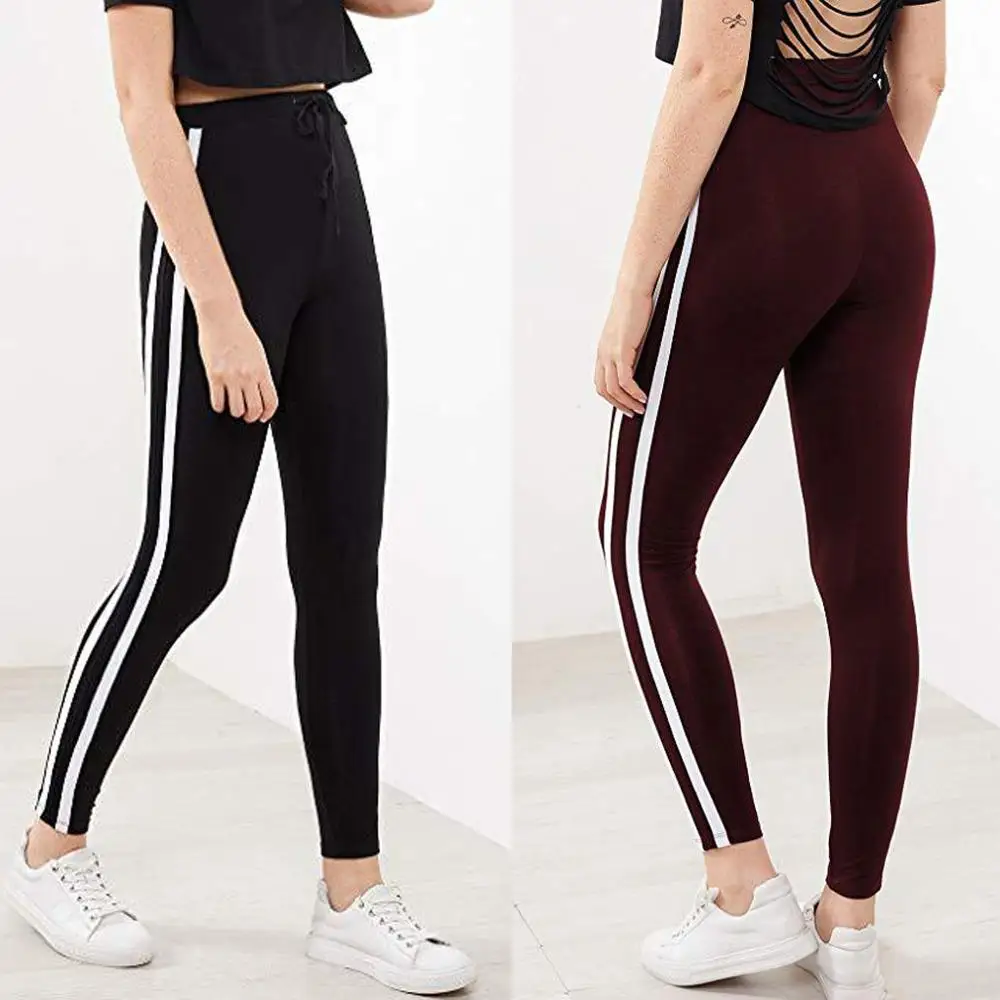 2019 женские гимнастические брюки с ремешками для вытягивания веревки и белые