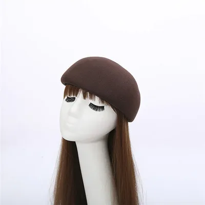 SUOGRY осень женская шляпа-федора классическая шляпа Chapeau femme Имитация шерсти Кепки Для женщин Шапки Милая однотонная черная шляпа-котелок женский - Цвет: Brown