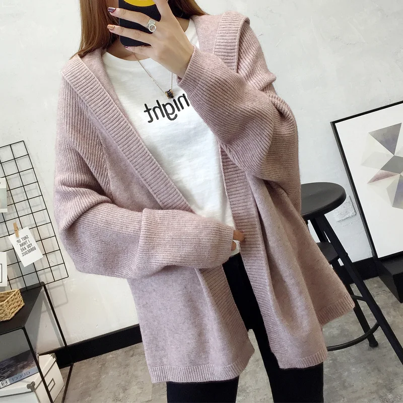 Весенне-осенний женский свитер 2019 Корейская версия кардиган розовый