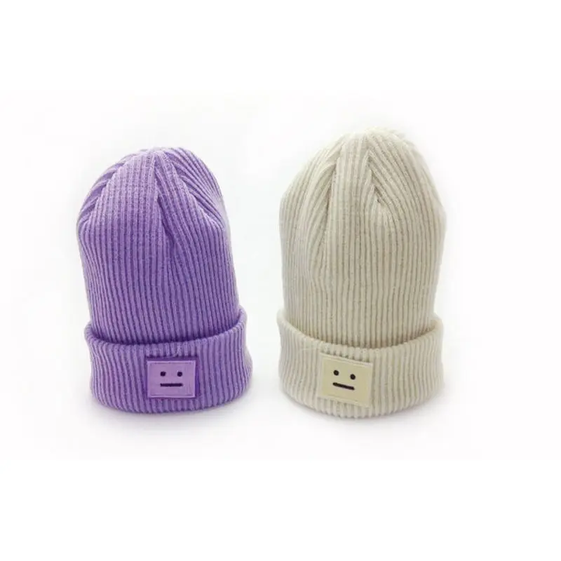 Зимние вязаные шапки square smile для женщин|women beanies|wool caphat hat |