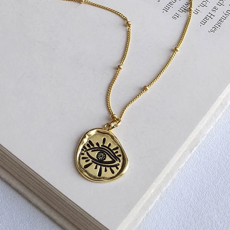 Silvology 925 Sterling Silver Irregular Devil's Eye Necklace Original Western Style Pendant Necklace for Women Jewelry Gift