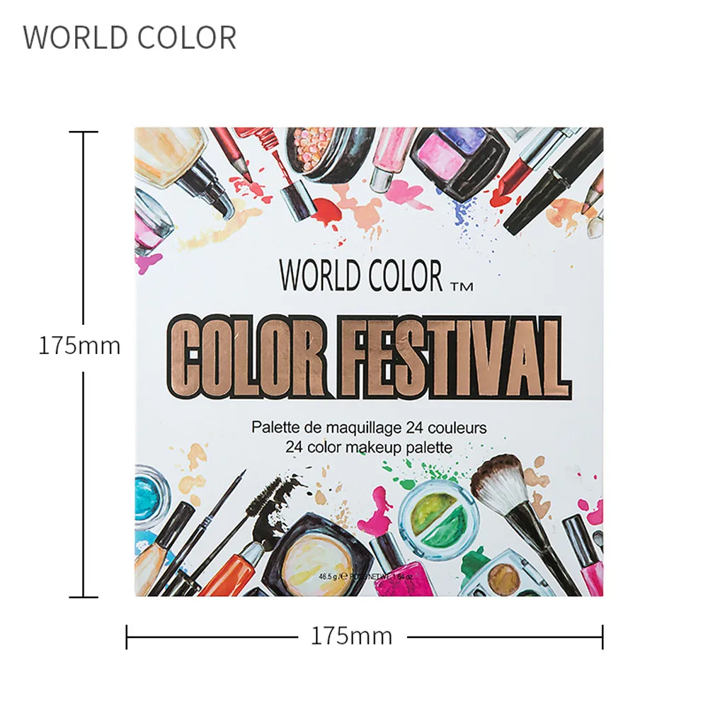 Мировой цвет имеет 24 пигментных богатых матовых теней для век затеняющих мощь и