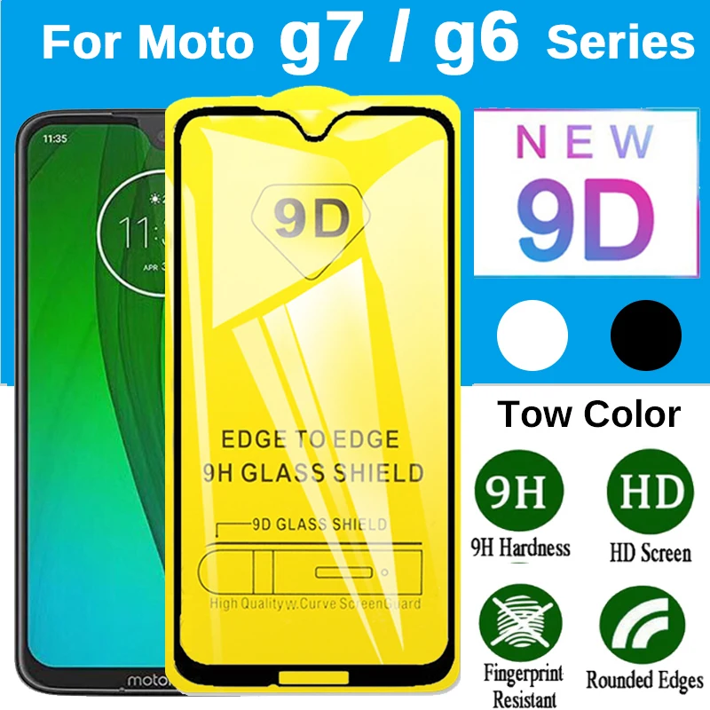 2 шт. 9D закаленное стекло на Moto g6 g7 полное покрытие Защитное для Motorola power plus play +