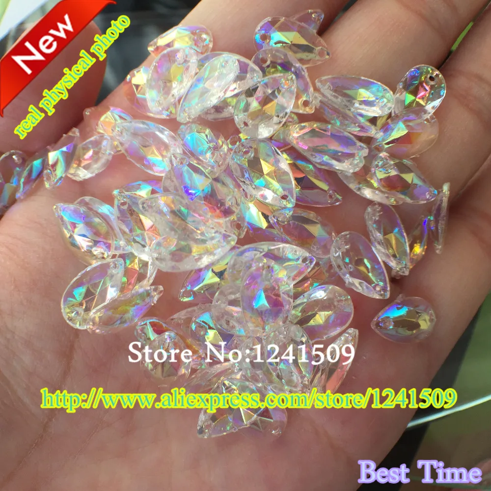 2018 New Rhinestones Loose Beads Hand Sewing 40PCS Transparency AB 12x7mm Water drop Shape Sew-On Acrylic Garment Accessories | Дом и сад