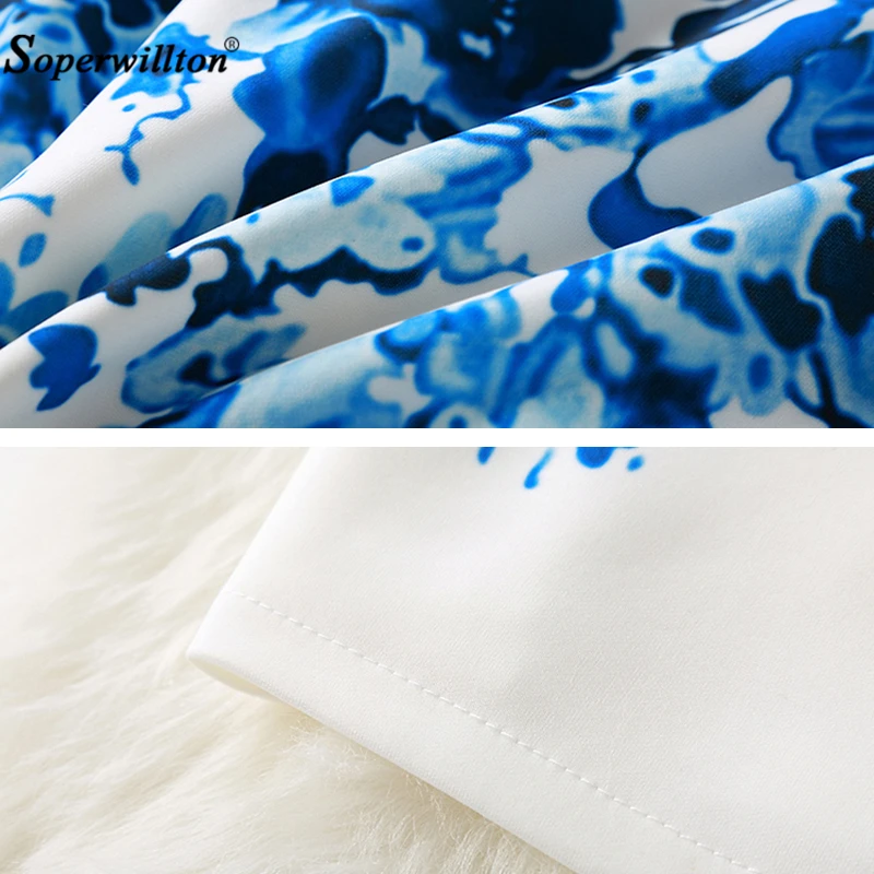 Женское винтажное платье без рукавов белое с цветочным принтом и круглым вырезом