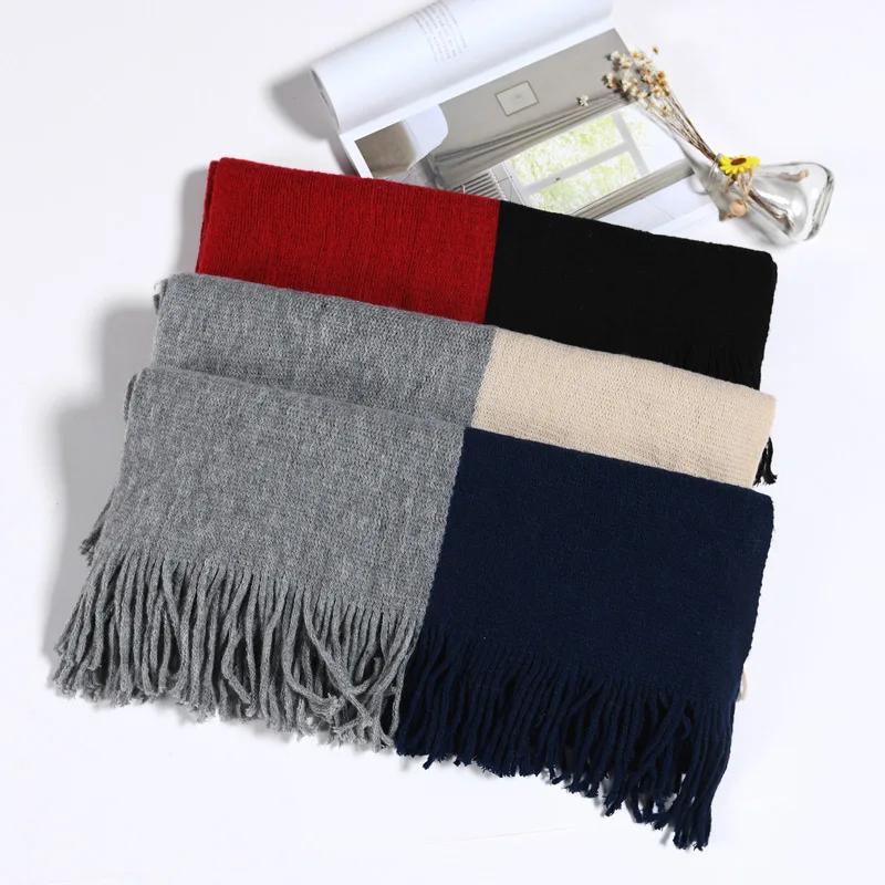 Vertical Splicing Cashmere Insulation Couples Long Scarf Simple Joker Fashion Tassel Hot Men And Women Are Appropriate | Аксессуары для
