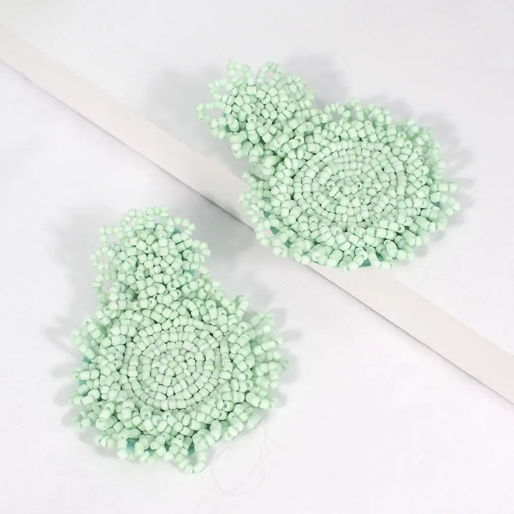 Light Green Earrings MANILAI, богемные серьги-капли ручной работы с бусинами для женщин, модное ювелирное изделие, висячие серьги, круглый массивный большой кулон из бисера для свадьбы - Окраска металла: Light Green Earrings