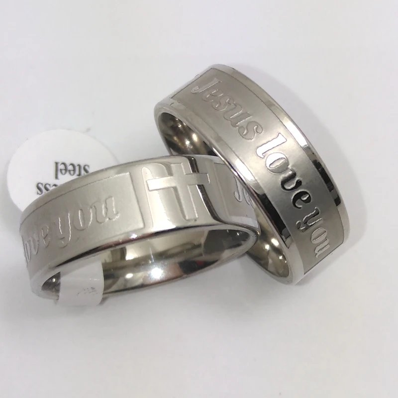 Оптовая продажа 30 шт. мужские кольца с крестом из нержавеющей стали гравировкой