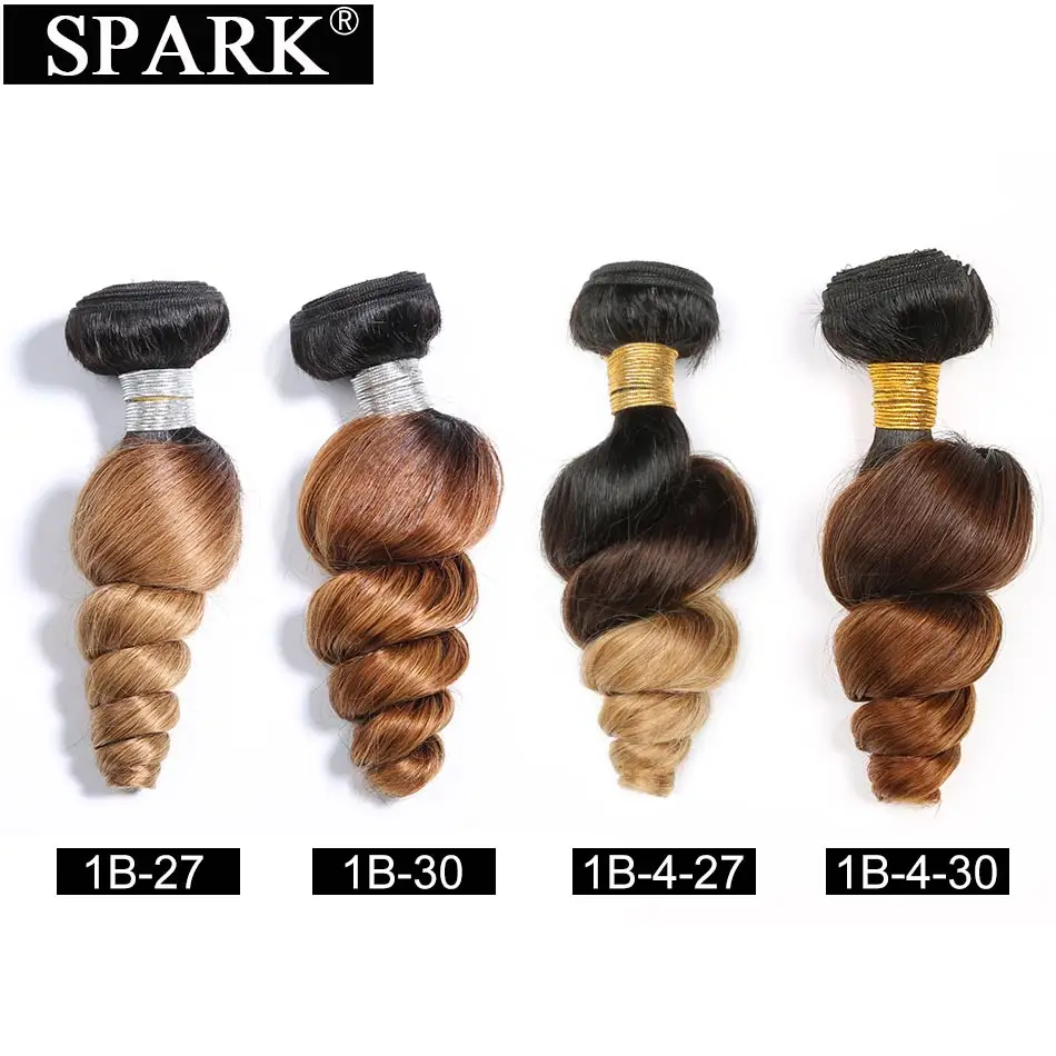 Spark Ombre пряди волос с закрытием бразильские Свободные волны Remy натуральные