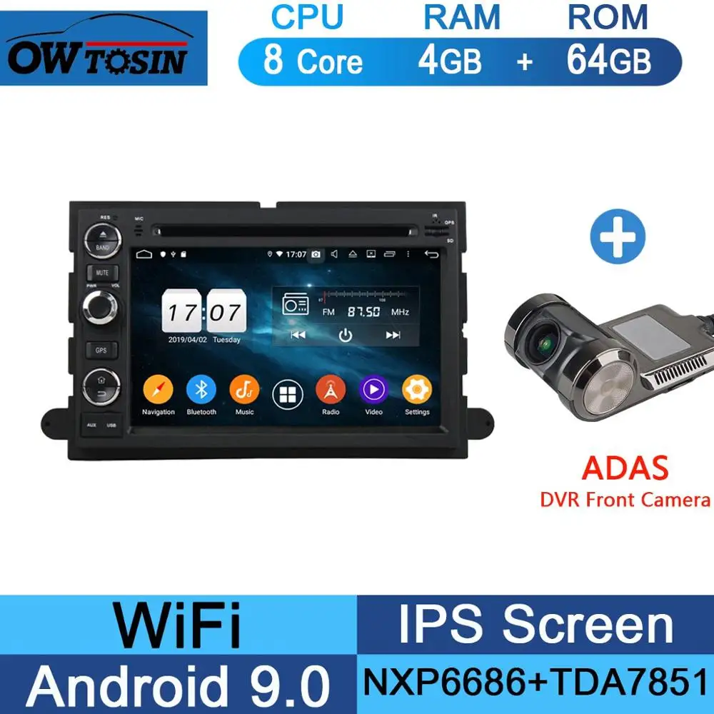 64G Adas Camera " ips 8Core 4G+ 64G Android 9,0 автомобильный DVD радио gps для Ford Explorer Fusion Mustang Focus Edge Expedition Escape F150 DSP CarPlay - Цвет: 64G Adas Camera