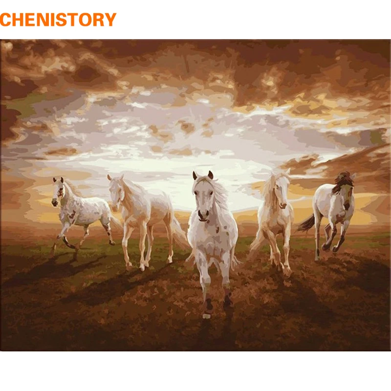 CHENISTORY Running Horse DIY Краска по номерам краски на холсте наборы Рисование для гостиной