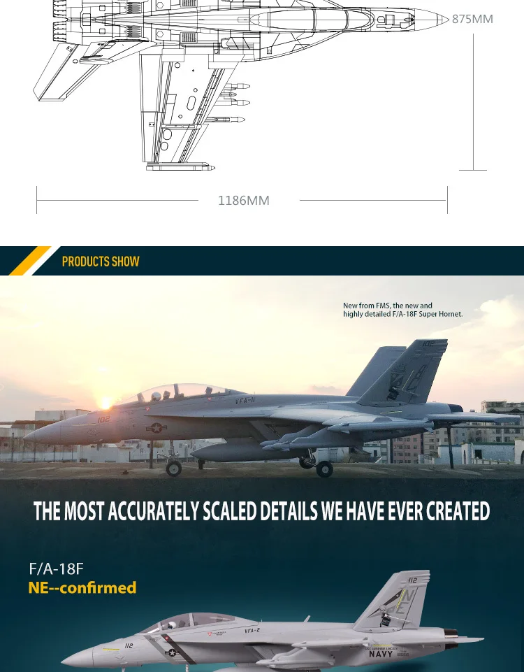 Радиоуправляемый самолет FMS F/A-18F F18 Super Hornet 70 мм воздуховод вентилятор EDF большой масштаб модели самолета, F18, F-18, F 18, PNP и комплект