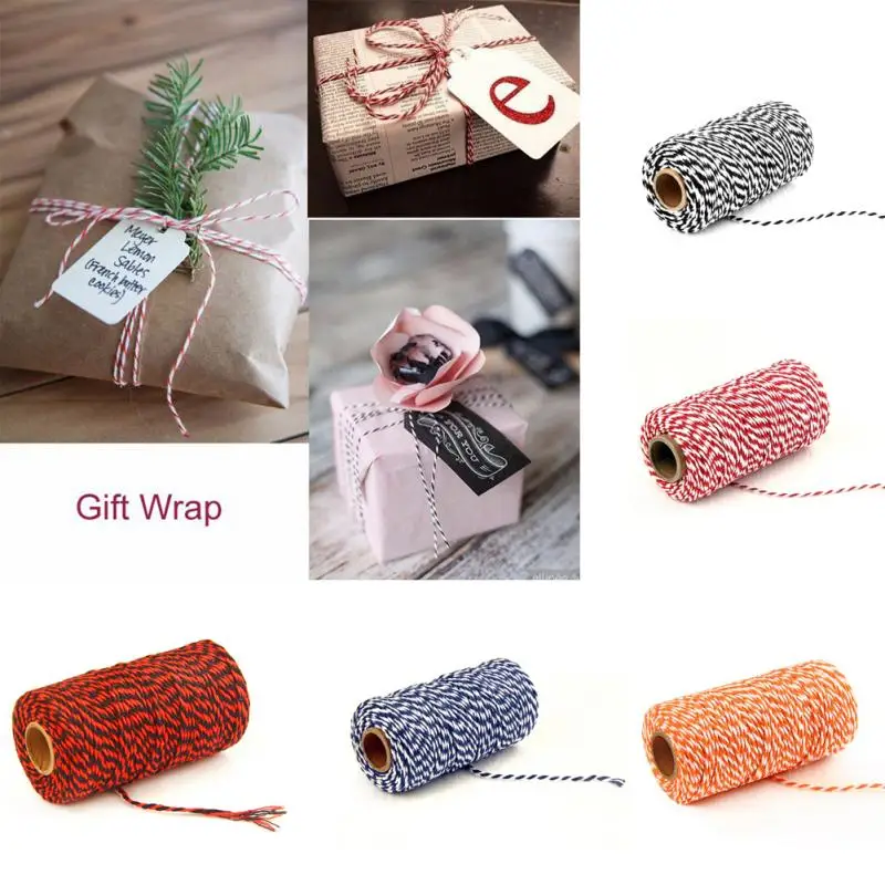 100 м/рулон хлопковой Струны DIY Подарочная коробка для упаковки веревка для выпечки шпагат шнур деревенский кантри ремесла швейная веревка 15 цветов#20