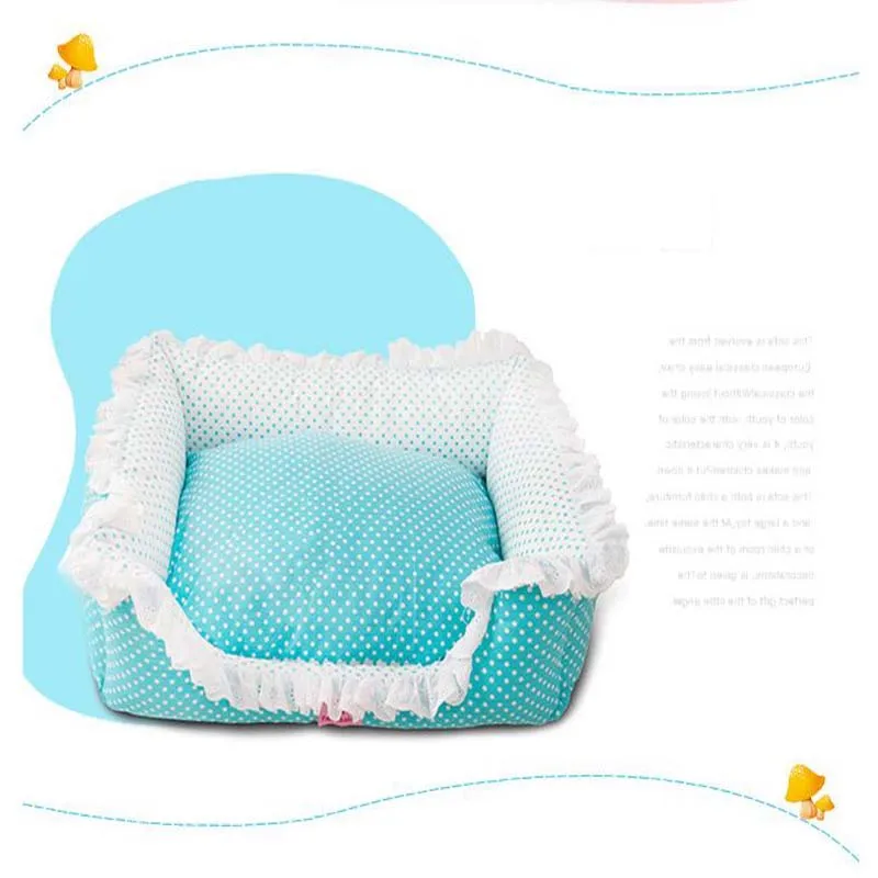 Элегантный розовый/синий горошек для питомцев щенков принцесс кровать собак