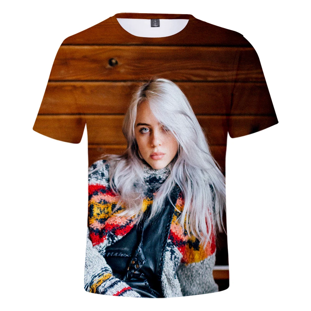 Billie Eilish, новинка, 3D футболка, для мужчин, летняя мода, хип-хоп, Harajuku, повседневная одежда, Billie Eilish, 3D, для девочек, желтая футболка