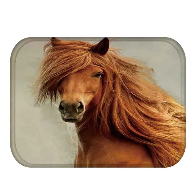 Модный 3D коврик с принтом лошади фланелевый большой кухонный зелеными листьями