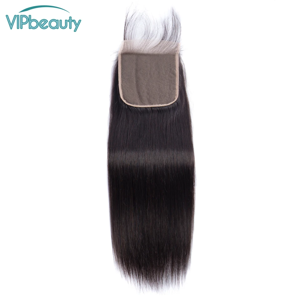 VIPbeauty 5x5 перуанские волосы Remy 100% человеческие прямые предварительно сорванные 1B