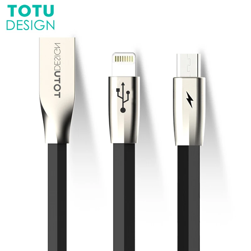 TOTU 2 в 1 USB кабель для iPhone Xs Max Xr X 8 7 кабель для быстрой зарядки Micro USB кабель для мобильного телефона кабель для передачи данных