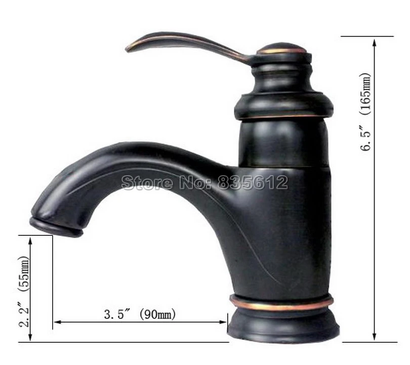 

Black Oil Rubbed Brass Classic Single Handle Bathroom Basin Mixer Tap / Single Hole Deck Mounted Vessel Sink Faucet Wnf031