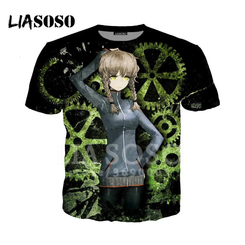 Женская и мужская футболка с 3D принтом LIASOSO Steins Gate Okabe Rintarou Makise Kurisu летняя в стиле