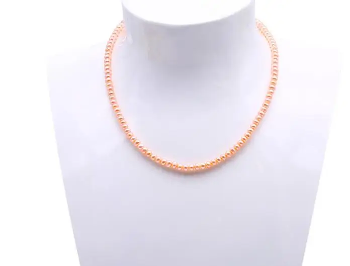 

Women Jewelry natural pearl 4x5mm pink freshwater pearl necklace gift 17'' 42cm