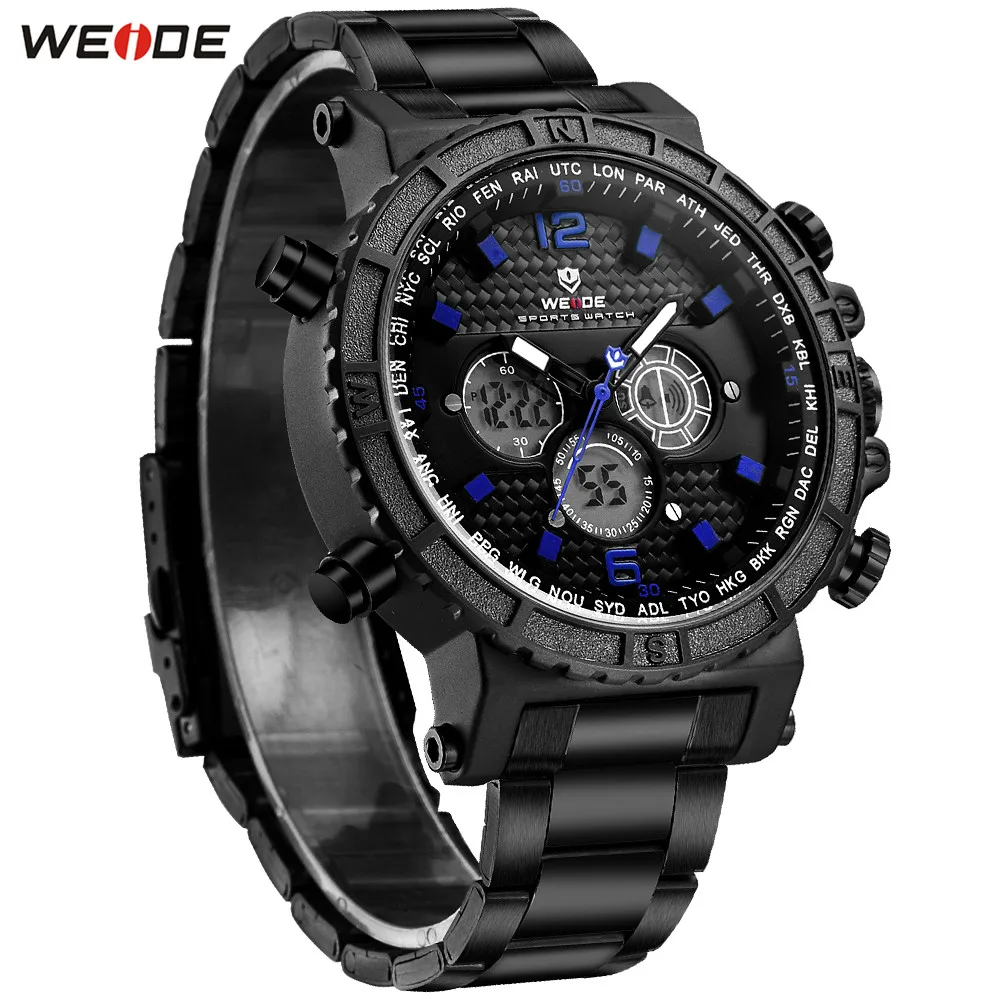 Модные Повседневные WEIDE LED функциональные часы спортивные мужские Цифровые