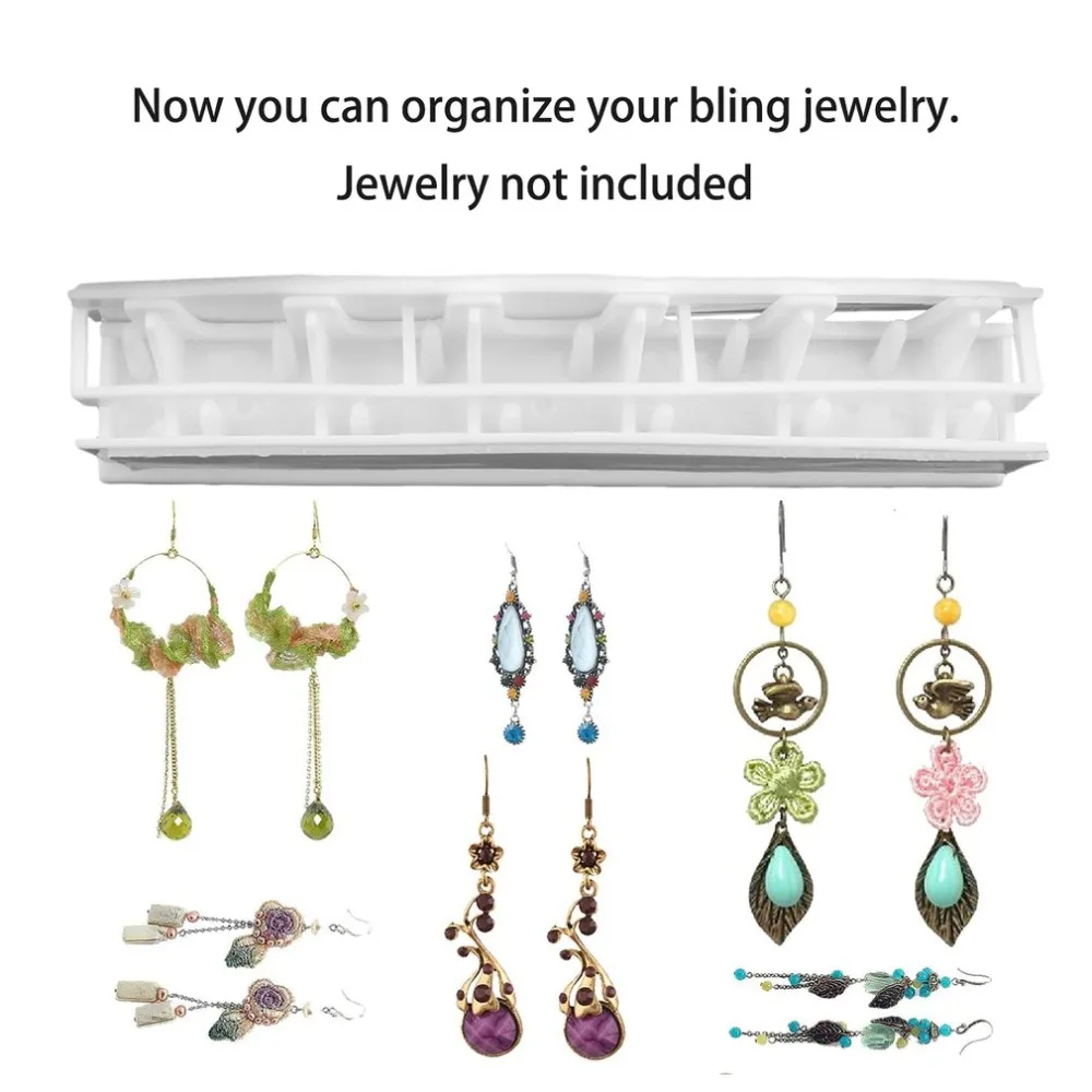 Sticky Hooks Wall Mount Stand Tray Jewelry Earring Necklace Hanger Holder Organizer Packaging Display Rack Home decor | Украшения и