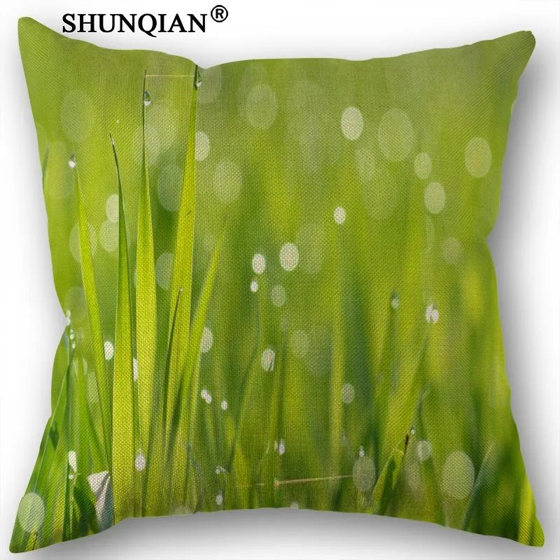 

Linen Cotton Pillowcase green grass Printed Pillow Cover Home Textiles Decorative Pillowcase Customize Gift 45x45cm