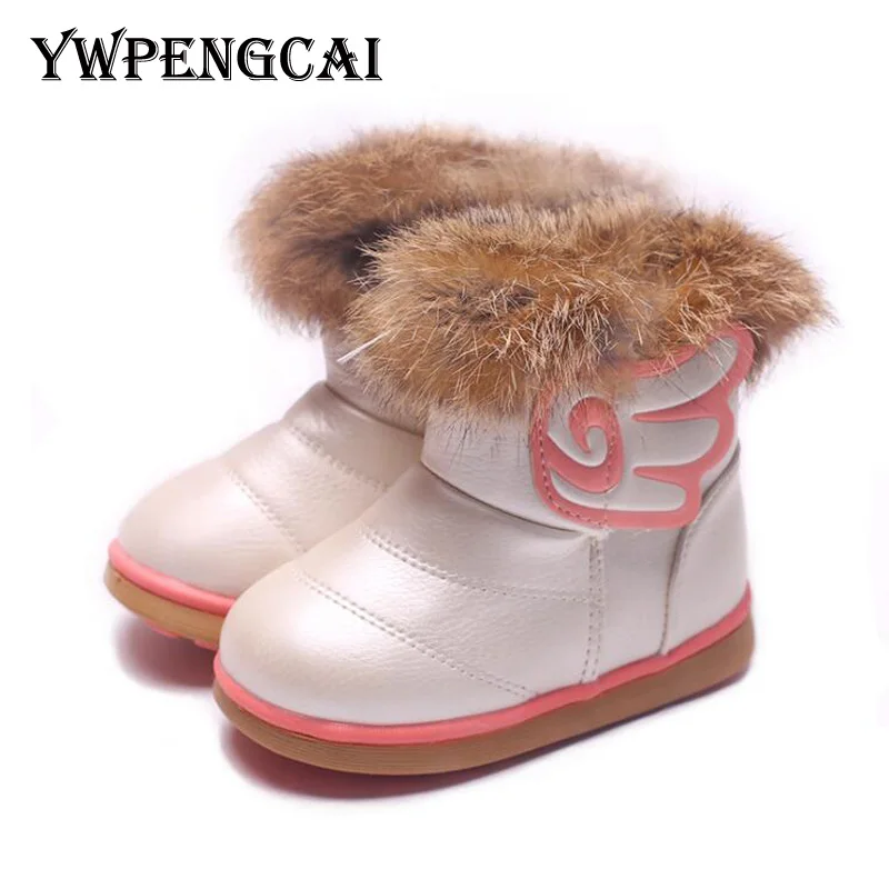 

YWPENGCAI 2019 Winter Children Boots Real Fur Baby Toddler Girl Cotton-Padded Shoes Girls Warm Thick Snow Boots #7HV0330