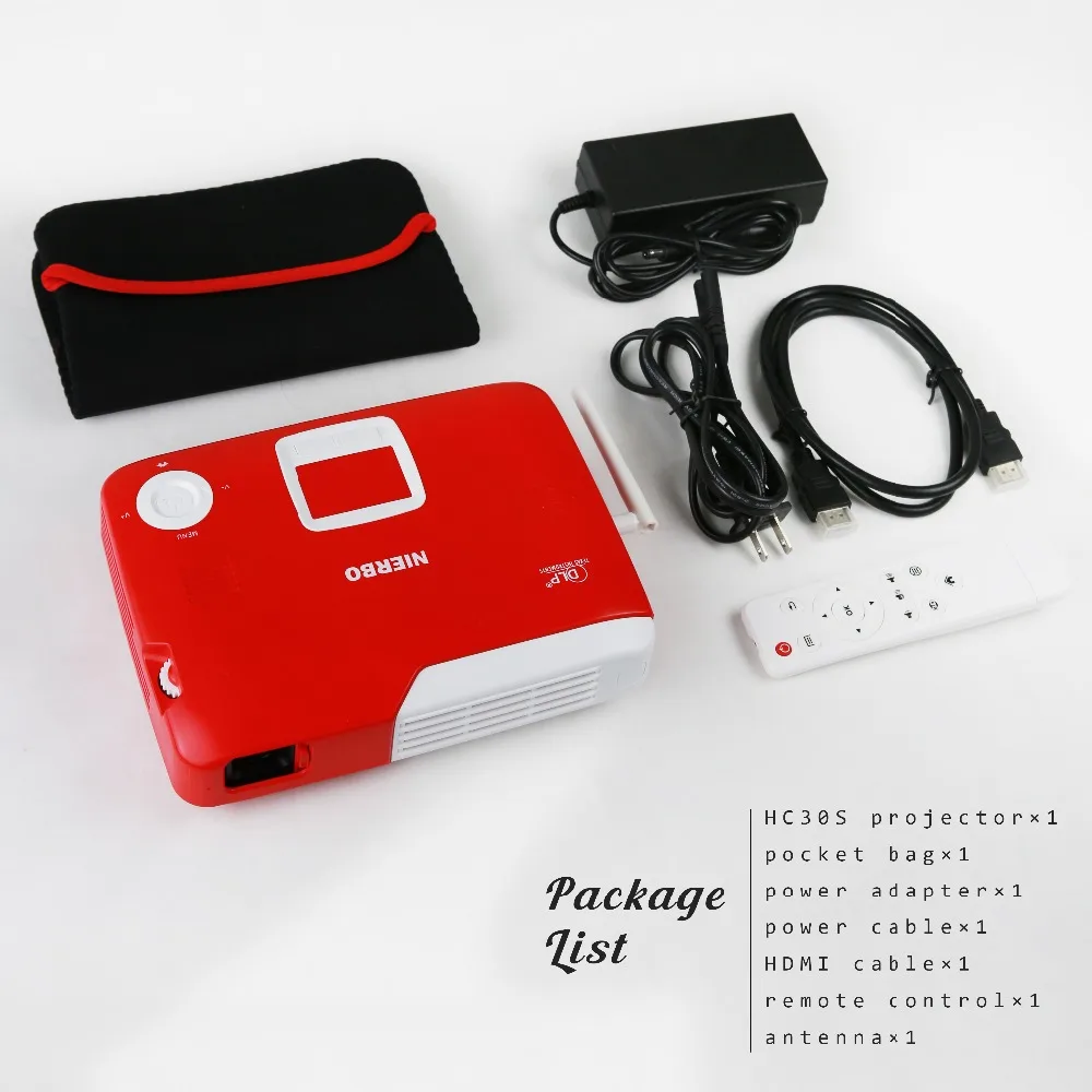NIERBO мини проектор Full 3D Портативный Беспроводной Батарея Поддержка 4 К Android Wi Fi